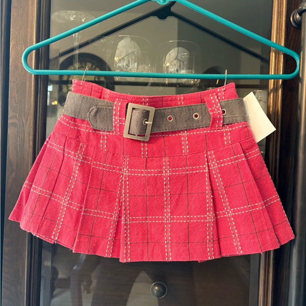 Pumpkin Patch Plaid Skirt with Belt